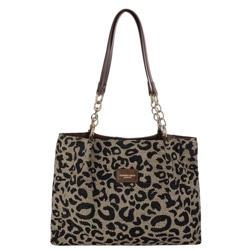 Sac fourre-tout léopard avec fermeture éclair sécurisée et grande bandoulière