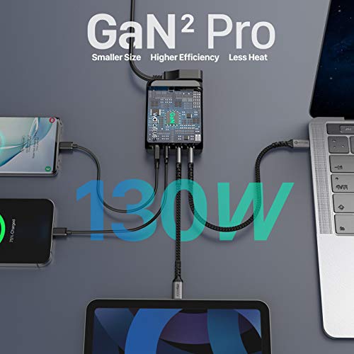 130W Usb C Gan Wall Charger Wotobeus Pd 100W Pps45W Super Fast Charging Station Type-C Laptop Qc4+ Power Adapter Ac Cable Multiple Ports For Iphone 14 13 Ipad Macbook Samsung S23 Pixel Leveno Hp Dell #TOP4