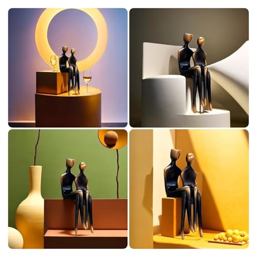 Décoration de bureau statue de couple romantique en sculpture moderne abstraite