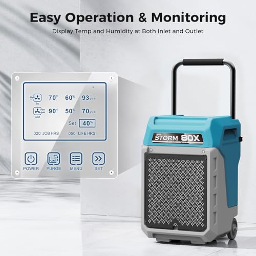 ALORAIR 170 Pints LGR Commercial Dehumidifier with Pump & Drain Hose, Up to 2,100 Sq.Ft, Portable Industrial Dehumidifiers with Wheels for Water Damage Restore, Basement, Garage, 5 Years Warranty