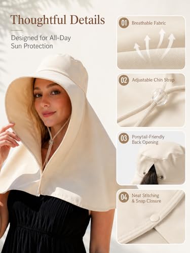 Sombrero para mujer con ala ancha y protección UV miniatura 6