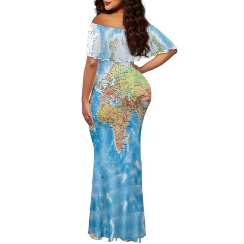 Image of Polynesian Dresses for Women Off Shoulder Maxi Dress Puletasi Samoan Dresses S-7XL