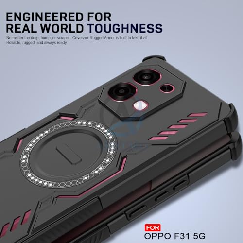 Image of AESTMO Back Case Cover for Oppo F31 / F33 5G | Magnetic Case with Built-in Metal Ring | Compatible with MagSafe Accessories | Shockproof Hybrid (PC + TPU, Black)