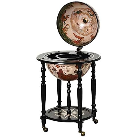 HOMCOM Globe Drinks Cabinet with Wheels Cover