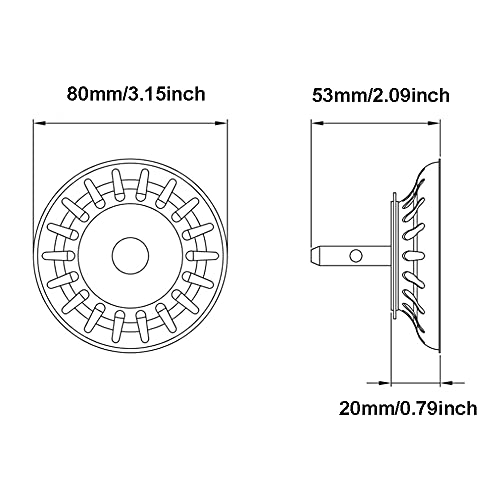 Tapón colador para fregadero de acero inoxidable 80mm 2 unidades miniatura 2