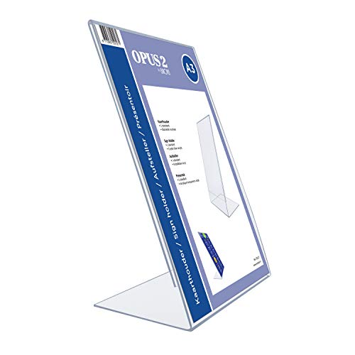 OPUS 2 350127 - Soporte de sobremesa, inclinado, acrilico Transparente, para A3 vertical
