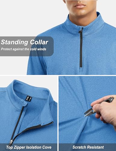 Image of TACVASEN Men's Sports Shirts 1 /4 Zip Long Sleeve Fleece Lined Running Workout Pullover Tops Sweatshirt