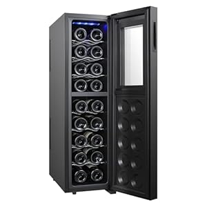 Koolatron 18 Bottle Wine Fridge – Wine Cooler with Glass Door, 1.9 cu. ft (53 L), Beverage Can Refrigerator, Digital Temperature Control/Dual Temperature Zone, Ideal for Red, White, Sparkling