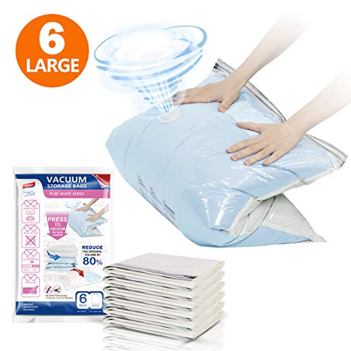 TAILI Vakuumbeutel Aufbewahrungsbeutel Kleiderbeutel 6 Stück 56x80cm, ohne Staubsauger oder Pumpe, Reise Vakuum Wiederverwendbar für Kleidung Bettdecken Bettwäsche Kissen Wolldecken