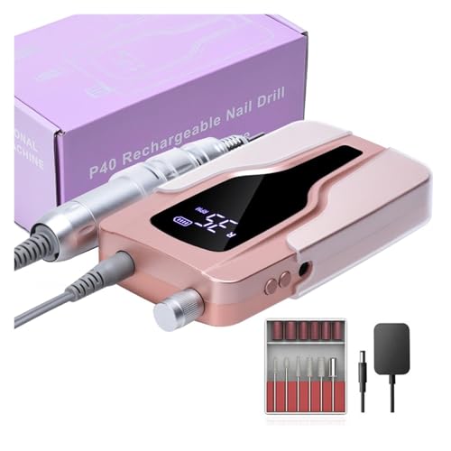 Torno Para Uñas, Taladro eléctrico de uñas de 35000RPM, lijadora de uñas recargable, juego de removedor de gel con pantalla LED, equipo portátil de pulido de salón de uñas para Principiantes Tecnologí
