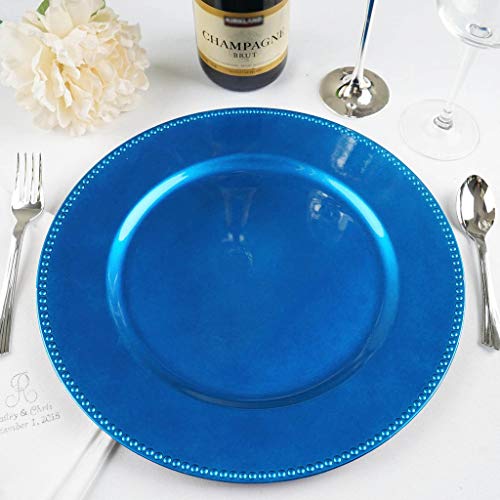 Balsa Circle 6 Pcs 13-Inch Royal Blue Crystal Beaded Round Charger Plates - Dinner Wedding Supplies For All Holidays Decorations #TOP1