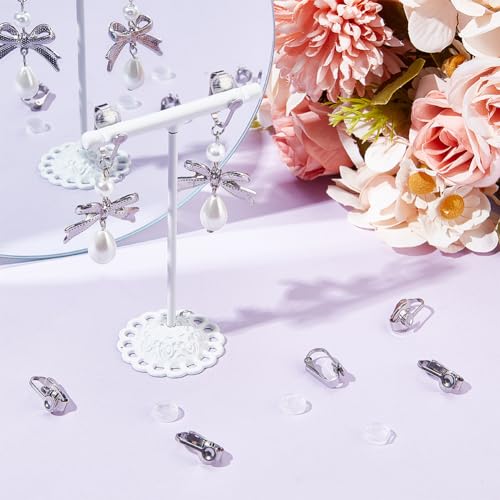 SOFPLATE 1 Box 40Pcs Silver Earring Converter Clip on Earrings Converter Stainless Steel Earring Clips with Comfort Plastic Pads Clip Earring Findings for jewellery Making Supplies DIY Craft Beginner - Image 4
