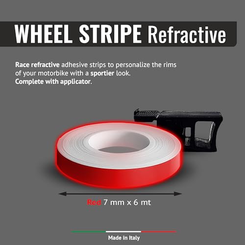 Image of 4R Quattroerre.it 10282 Refractive Wheel Stripes with Applicator Tool 7 mm x 6 mt, Red