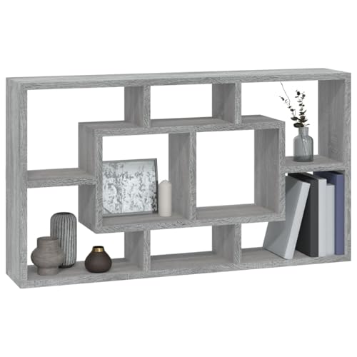 Étagère murale flottante gris Sonoma à 8 compartiments design moderne