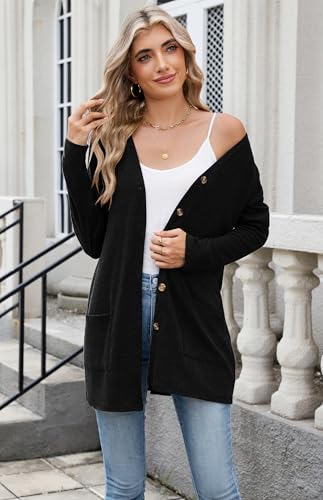 Halife Women's Lightweight Cardigans Button Down Casual Soft Long Cardigan With Pockets3