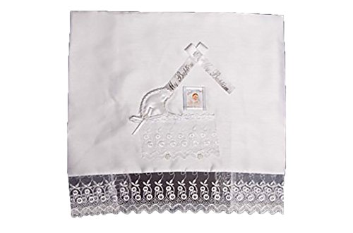 White Christening Blanket with Crib Design
