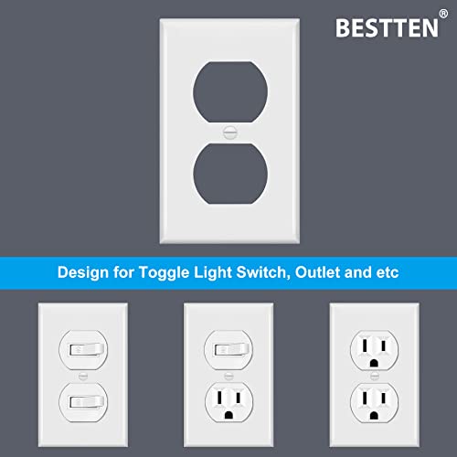 [20 Pack] Bestten 1-Gang Duplex Wall Plate, Standard Size, Unbreakable Polycarbonate Receptacle Outlet Cover And Switch Cover, Ul Listed, White #TOP3