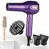 Kainov New Upgrade Ionic Hair Dryer with Diffuser,Professional Blow Dryer with Powerful AC Motor,Hairdryer for All Hair Includes Volume Styling Nozzle (Blling Purple)