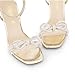 DREAM PAIRS Women's Double Bowknots Crystal Sandals Clear Slingback Heels Square Toe Shoes for Party Wedding Brielle,Size 8,Gold-Pu,SDHS2389W