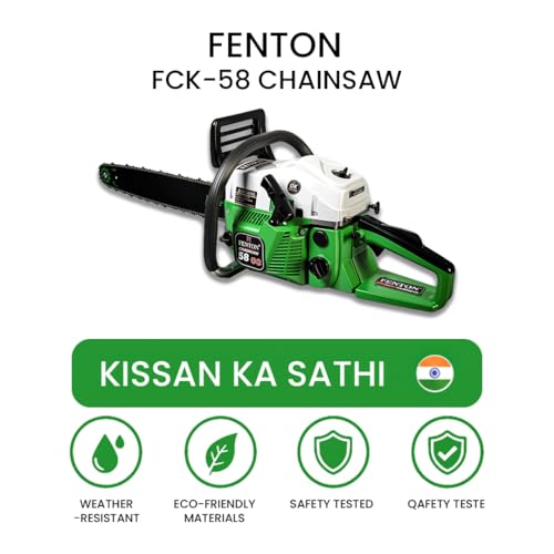 Image of 58CC Heavy-Duty Chainsaw (Green) | 2025 Upgraded Model | 2-Stroke Petrol Engine | Fuel-Efficient & Durable Wood Cutting Machine for Farming, Gardening & Forestry | Dual Silencer