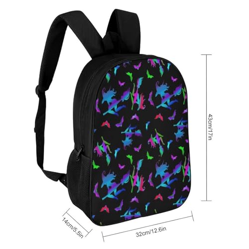 Colorful Neon Bats Witches Backpack Simple Leisure Travel Backpack Outgoing Daypack 17 Inch2