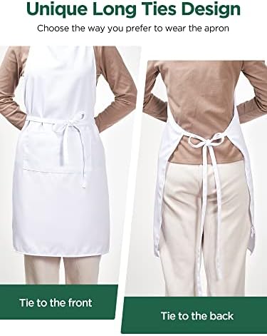 InnoGear Aprons 12 Pcs Chef Aprons with 2 Pockets Unisex Adjustable Men Aprons Women Aprons for Home Kitchen, Restaurant, Coffee house (White)