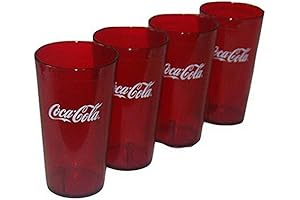 Coca-Cola Logo Ruby Red Plastic Tumblers (Set of 4, 16oz) - Officially Licensed