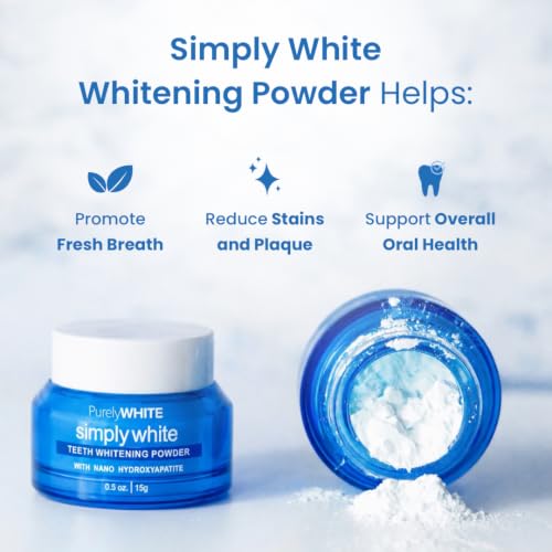 Image of PurelyWHITE DELUXE, Updated Design Whitening Powder - Removes Stains, No Sensitivity - Enamel-Safe Toothpaste Whitening Powder for Coffee, Tea, Food, and Wine.
