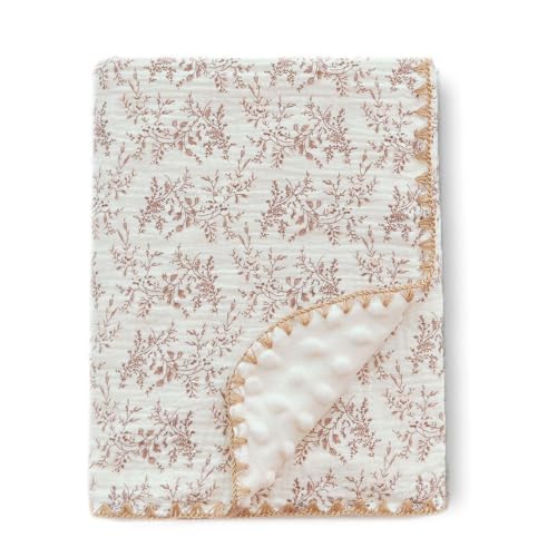 Image of Baby Swaddel Blanket Cotton Muslin Thick Bath Towel Dotted Backing Double Layer Receiving Blanket 40 inchx40 inch (Leaves)