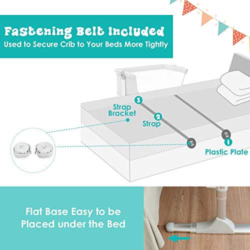 Baby Joy Baby Bassinet, Height Adjustable Portable Bassinet Crib W/Music Box, Toy Rack, Mattress, Breathable Mesh & Travel Bag, Easy Folding Bassinet Bedside Sleeper For Newborn Infant (Light Grey) #TOP2