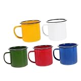 Cabilock 5 piezas Tazas Esmaltadas Retro Pequeñas Multifunción y Jugos Diseño Vintage Aptas para Hogar Picnic y Camping