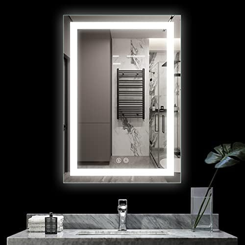 28 x 36 Inch Smart LED Mirror for Bathroom, Light Illuminated Mirror White Daylight Color for Makeup and Shaving, Anti Fog and Light Adjustment Function, IP67 Waterproof