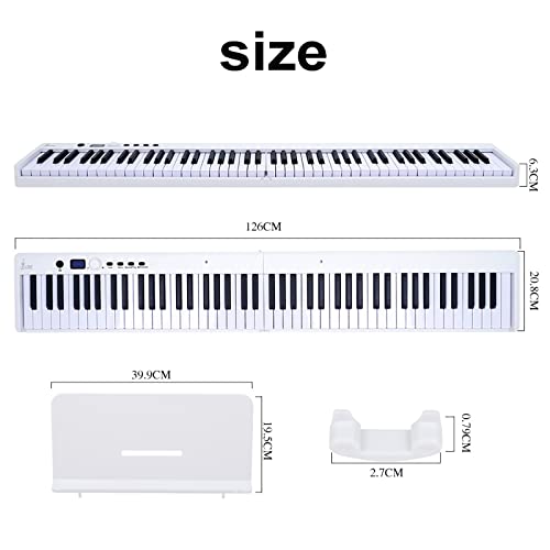 Piano pliant portable 88 touches Bluetooth avec pédale de sustain et étui de transport - Les Beatles, Paul McCartney, John Lennon, RIngo Starr, George Harrison Piano pliant portable 88 touches Bluetooth avec pédale de sustain et étui de transport – Image 8