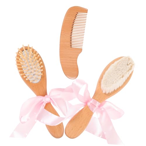 DEARMAMY 3Piezas Peines De Madera Para Bebés Cepillos Para Cabelludo Masaje y Cuidado Para Recién Nacidos