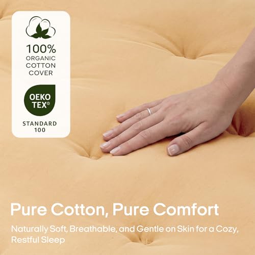 Image of ZonLi Japanese Floor Futon Mattress Twin Size 75 inchx 39 inch, 100% Cotton Cover 2.5 inch Thicken Tatami Mattress, Foldable Sleeping Pad, Portable Dormitory Tatami Mat, Roll Up Floor Lounger Bed for Adult