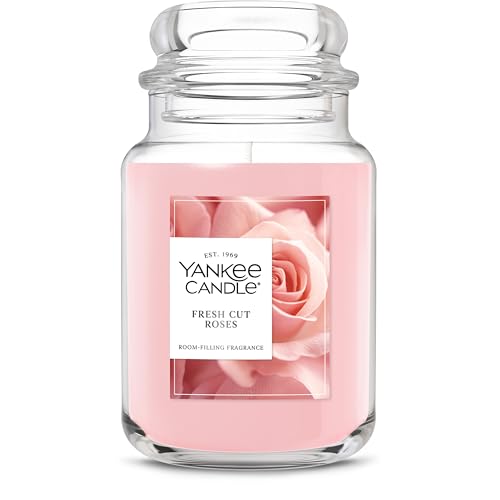Yankee Candle Large Jar Scented Candle with up to 150 Hour Burn Time, Premium Plant Wax Blend for Consistent Burn, 22 oz Jar Candle with Room Filling Fragrance, Fresh Cut Roses