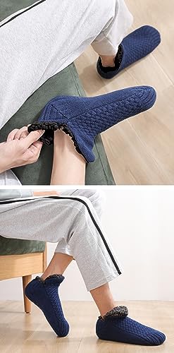 Image of Women Knitted Slipper Socks Cozy Sherpa Fuzzy Socks Non Slip Socks Winter Indoor Double Layer Bedroom Slipper Socks