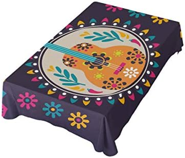 DOMIKING Tablecloth 54x54 Table Cloth-Cinco De Mayo Guitar Square Table Cloth - Perfect for Festival, Tablecover for Kitchen Dinner Parties Tabletop Decor
