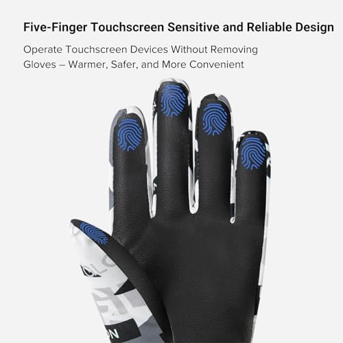 2THESTARS Waterproof Winter Gloves,Gray-White Blend,Medium - image 4