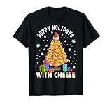 Happy Holidays With Cheese Shirt Pizza Christmas Tree T-Shirt