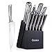 Set di coltelli da cucina, set di coltelli da cuoco tedesco in acciaio inossidabile da 15 pezzi con ceppo in legno, set di coltelli con manico in acciaio con affilatrice