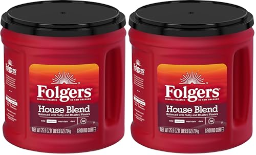 Image of Folgers Coffeehouse Blend Ground Coffee, Medium Dark Roast Coffee, 25.9 Ounce Canister (Pack of 2)