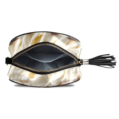 Image of ALAZA Women's Chocolate Ice Cream Waffles PU Leather Crossbody Bag Shoulder Purse with Tassel