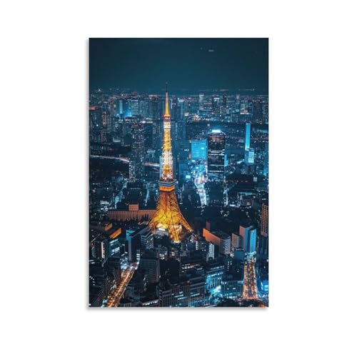 絵画 夜に光る東京タワー アートパネル ポスター 魅力的な都市景観 美しい日本の風景写真 インテリア 絵画 モダン 風景画 装飾画 玄関 壁掛け キャンバス 飾り絵 シリーズ アートボード 部屋飾り 壁飾り 壁の絵 ソファの背景絵画 額無し 40x60cm