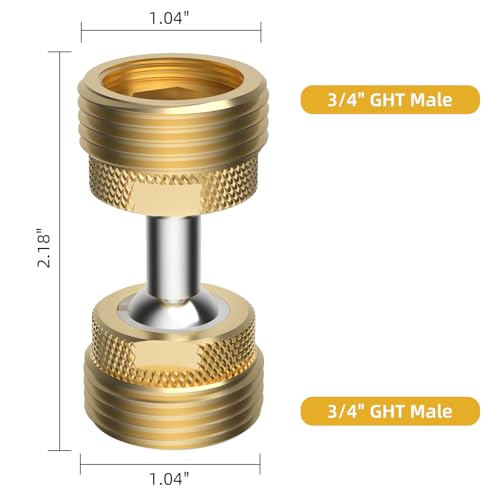 Image of Swivel All-Metal Garden Hose Adapter, 3 /4 inch GHT Hose Protector, Male to Male