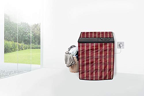 Image of Stylista Washing Machine Cover Compatible for Whirlpool 10.5 kg semi Automatic ACE 10.5 XL Plaid Red