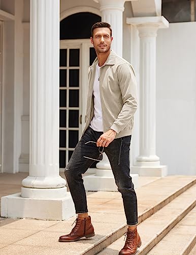 Image of COOFANDY Men's Casual Corduroy Jacket Lightweight Zip Up Vintage Jacket Collared Bomber Jacket