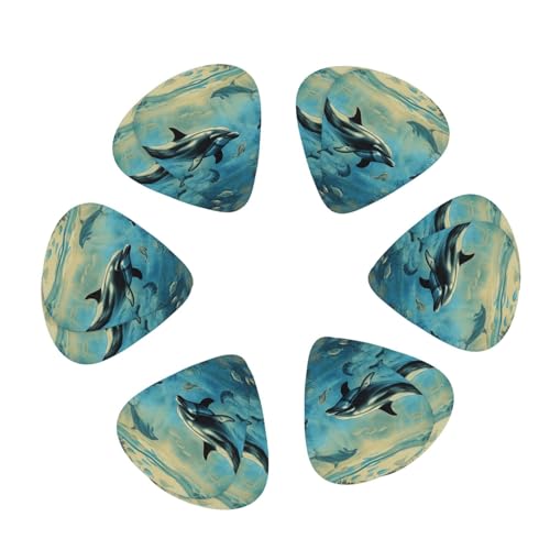 M^[sbN [{bNXt 12pbN Sea Dolphin Print Guitar Plecums jo[TANZT[ (0.46mmA0.71mmA0.96mm)