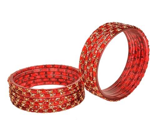 Image of Swara Creations Glass Bangles set for Women | Zirconwork Golden Raindrops Bangles Collection | Ethnic, Festive & Special Occassions(12Pcs)(SKU287)