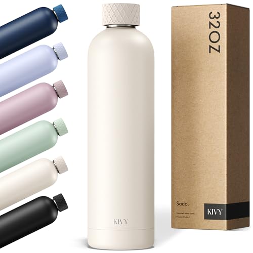 KIVY 32oz Stainless Steel Insulated Water Bottle - Leak Proof, Keeps Cold Up to 24 Hours, Hot Up to 18 Hours - 1 Liter Capacity, Premium Insulation, Patented Leakproof Lid